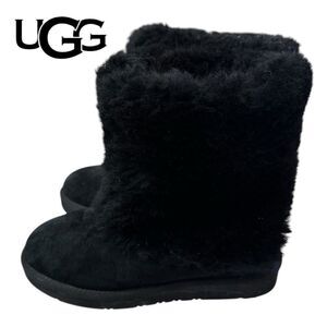UGG AUSTRALIA Women's Black Patten Lamb Fur & UGGpure 1006794 Winter Boots 5